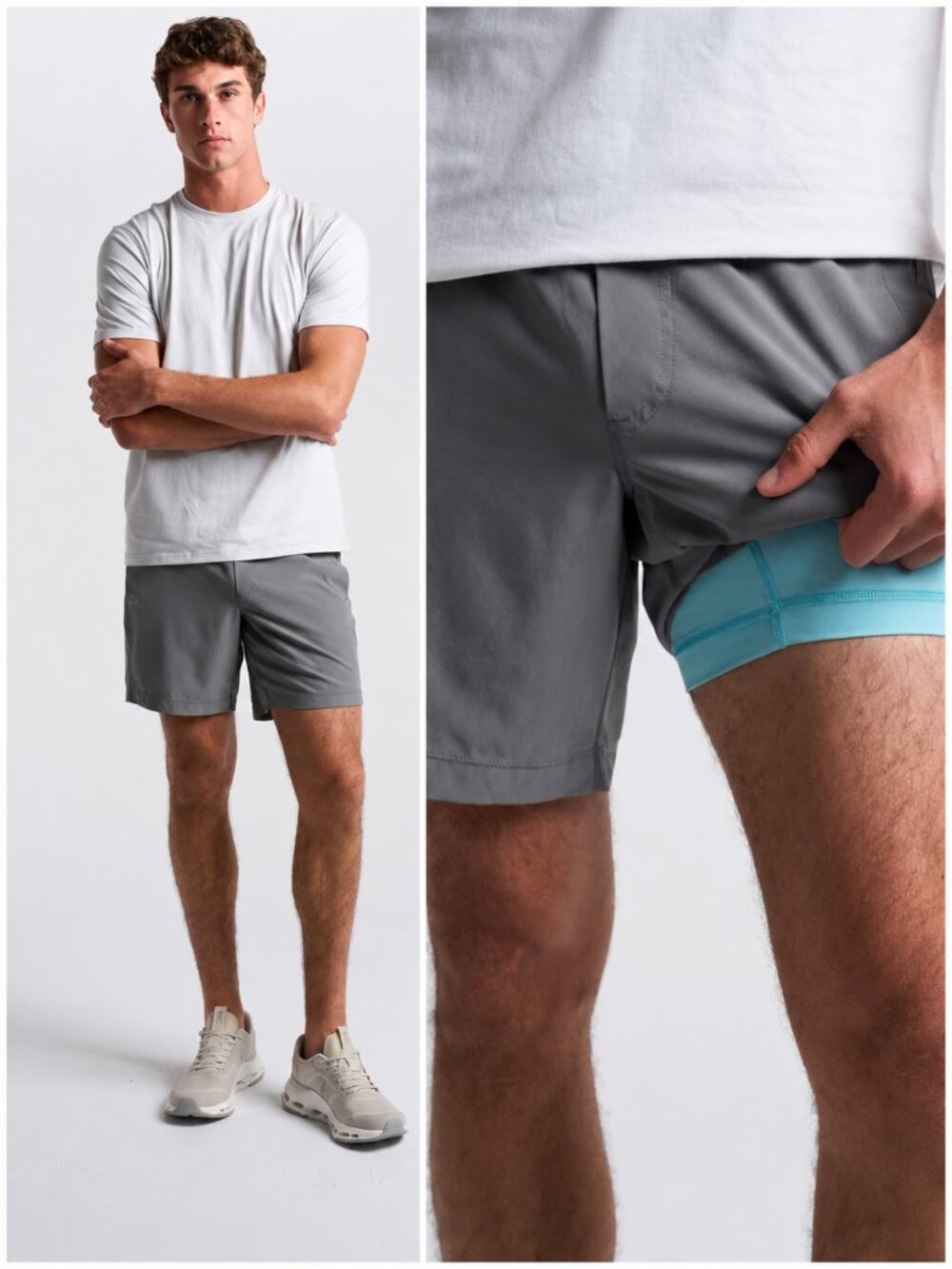 Birddogs Tightwads Men's Medium Gray Athletic Gym Shorts 6" Lined Zip Pockets